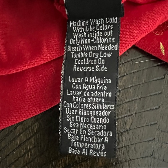 Drill Clothing - men’s red long sleeve metallic gold tiger print T-shirt - Picture 5 of 6